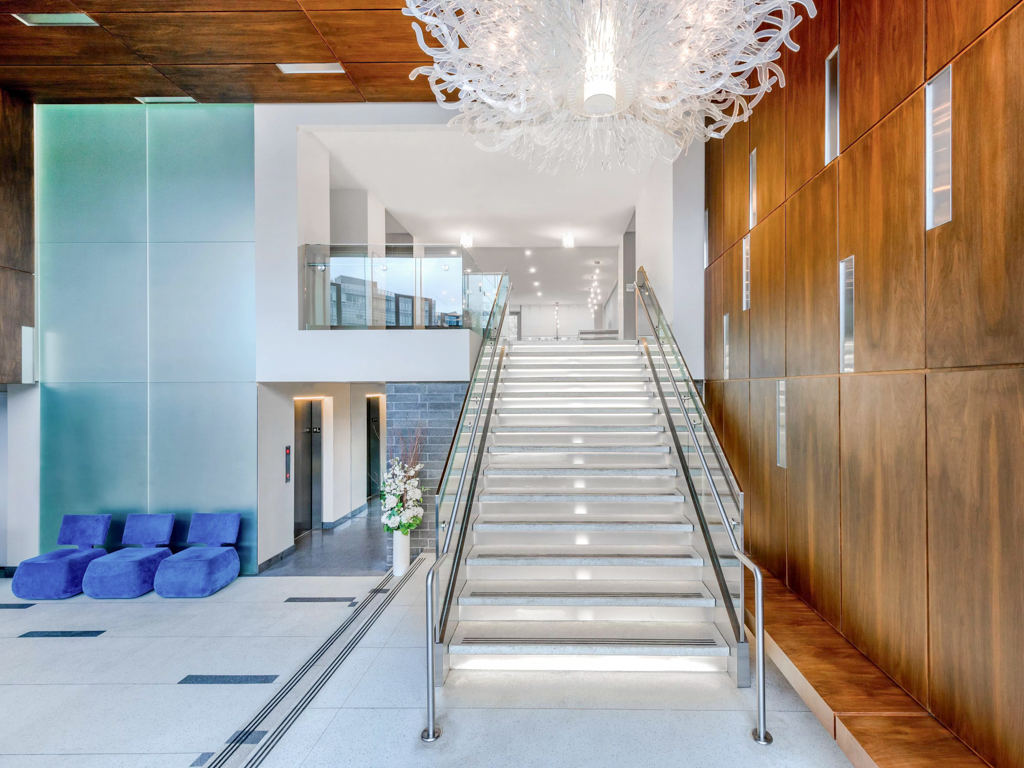 luxury apartments for rent in williamsburg. photo shows lobby.